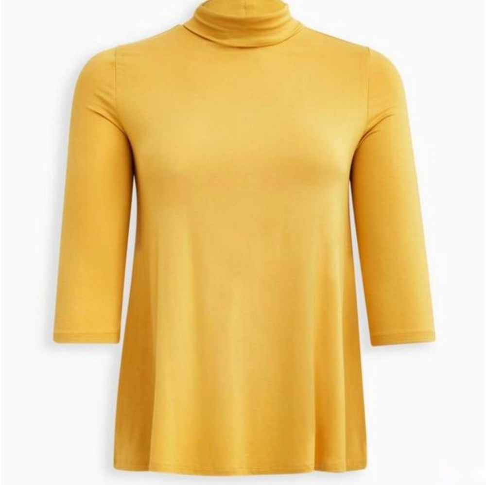 NWT Torrid Mustard Long Sleeve Super Soft Turtleneck Swing Tee T-shirt